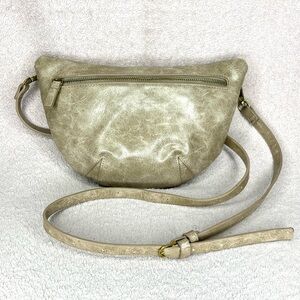 Anthropologie Half Moon Faux Leather Convertible Crossbody/Belt Bag-Taupe-Casual
